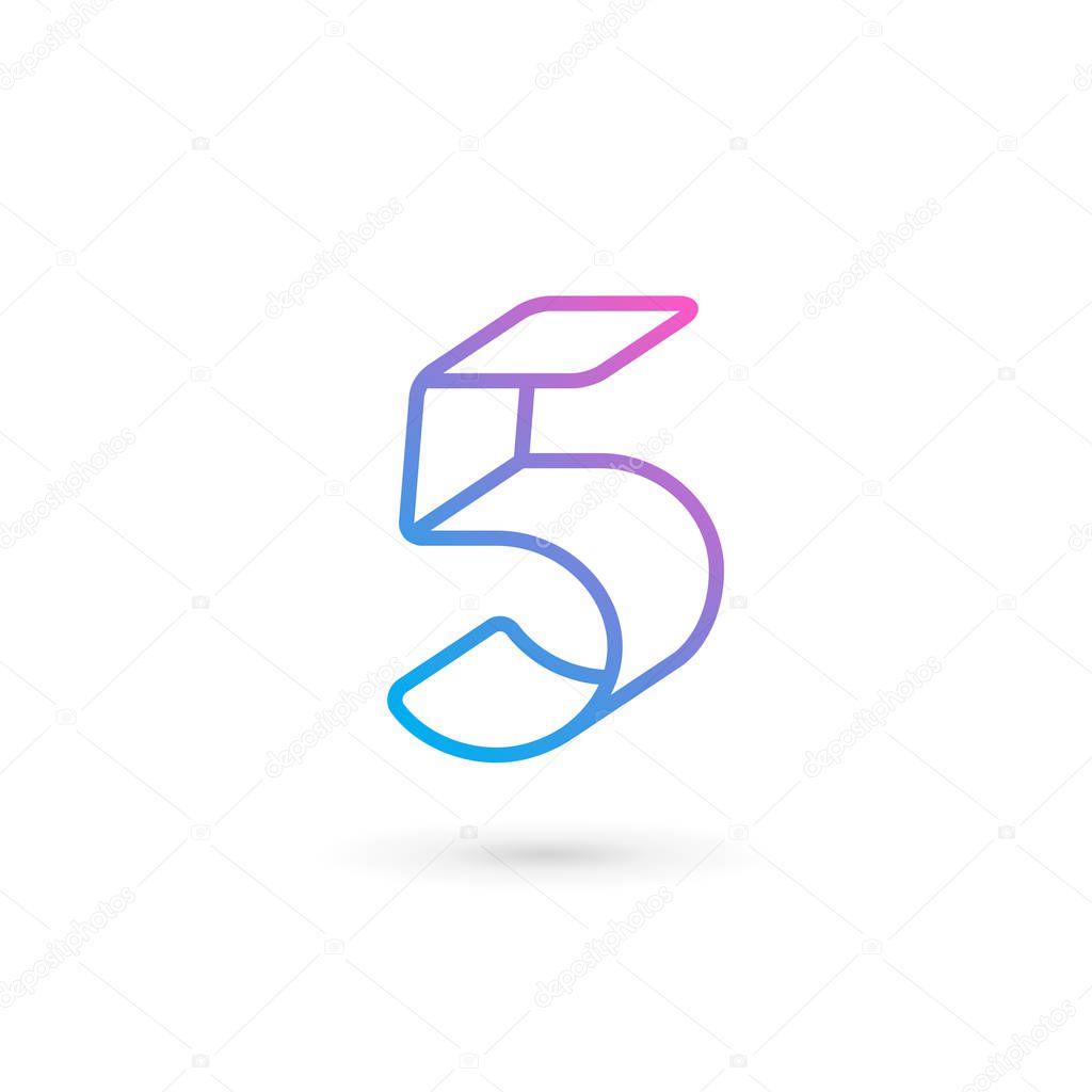 Number 5 logo icon design template elements