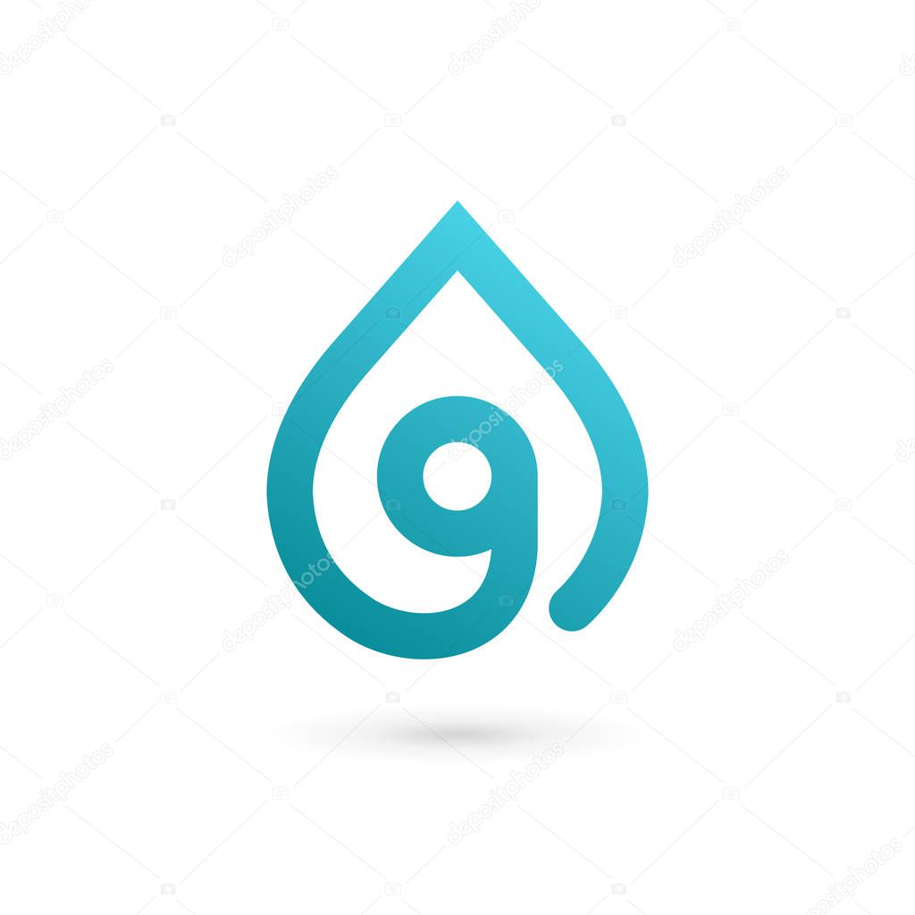 Letter G number 9 water drop logo icon design template elements