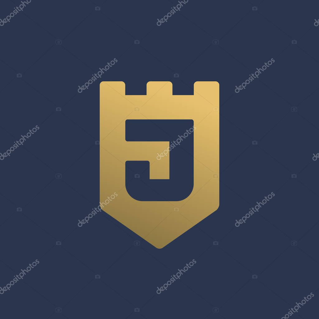 Letter J shield logo icon design template elements