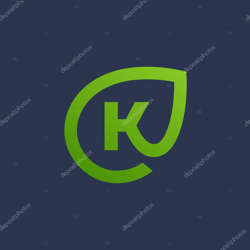 Letter K eco leaves logo icon design template elements
