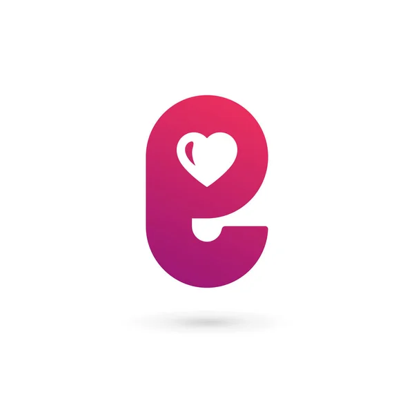 Carta Coração Logotipo Ícone Design Elementos Modelo — Vetor de Stock