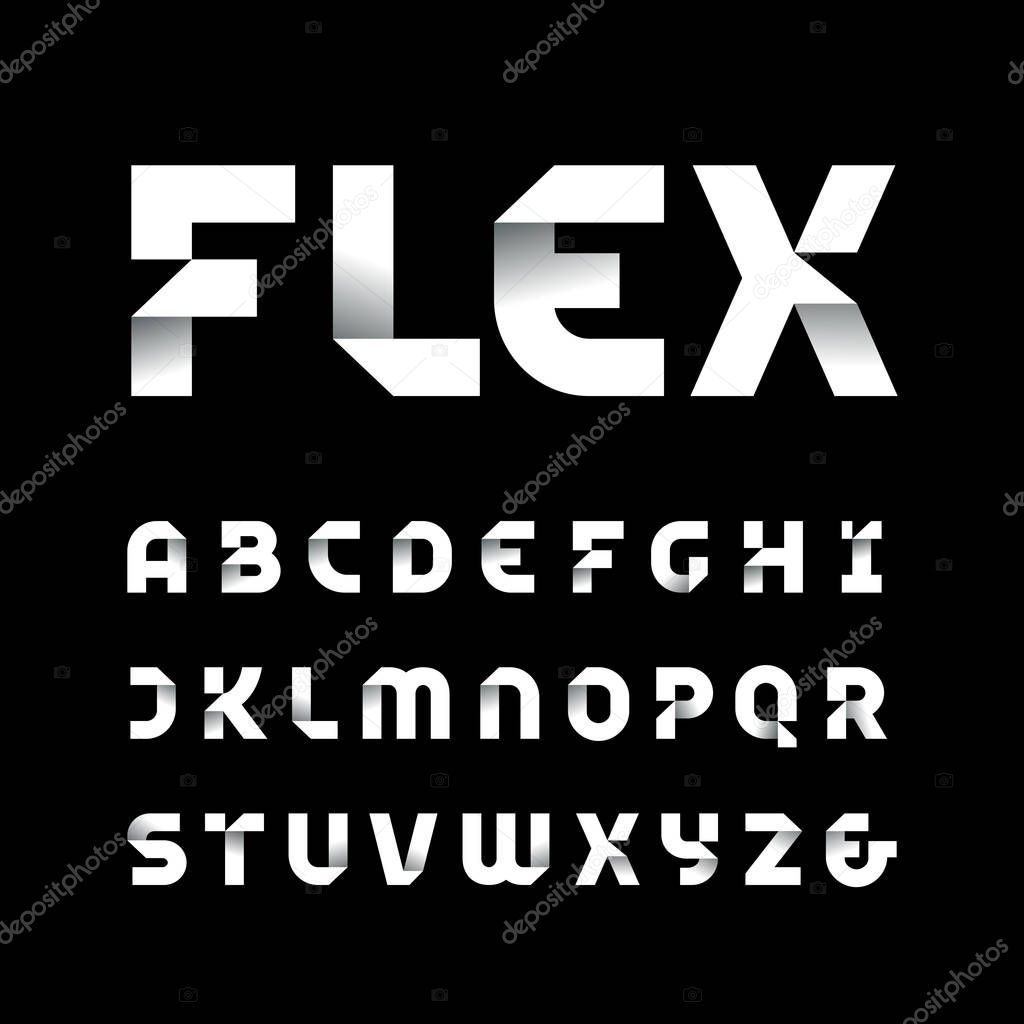 Paper font. Vector alphabet with fold effect letters.