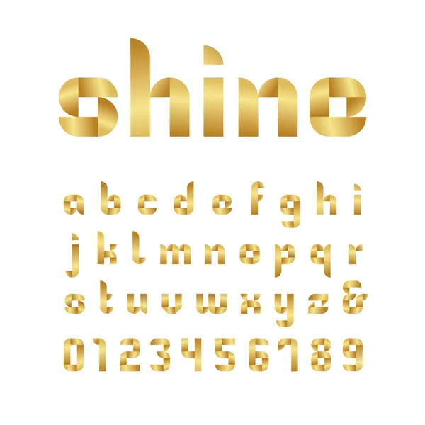 Κορδέλα Γραμματοσειρά Διάνυσμα Αλφάβητο Χρυσό Εφέ Γράμματα Και Αριθμούς — Διανυσματικό Αρχείο