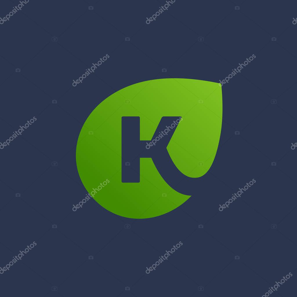 Letter K eco leaves logo icon design template elements