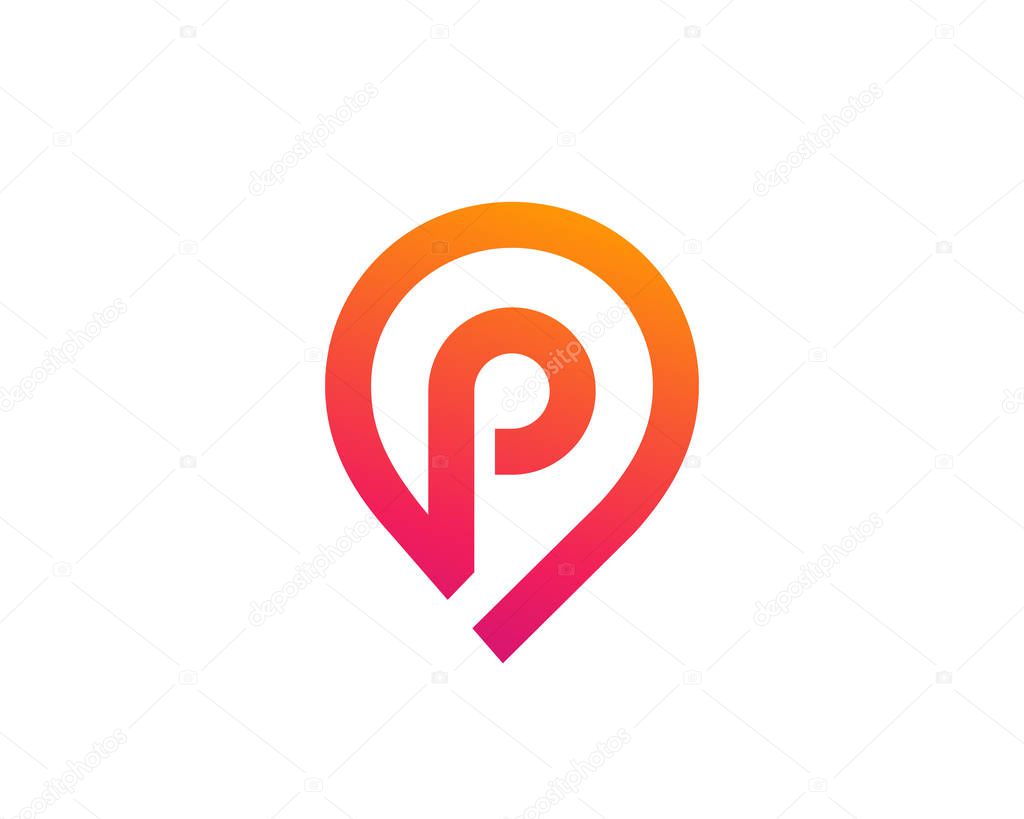 Letter P geotag logo icon design template elements