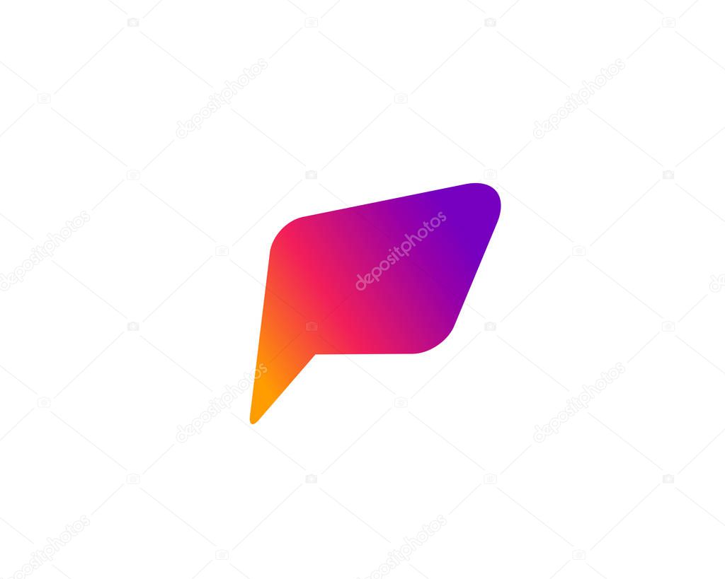 Letter P speech bubble logo icon design template elements