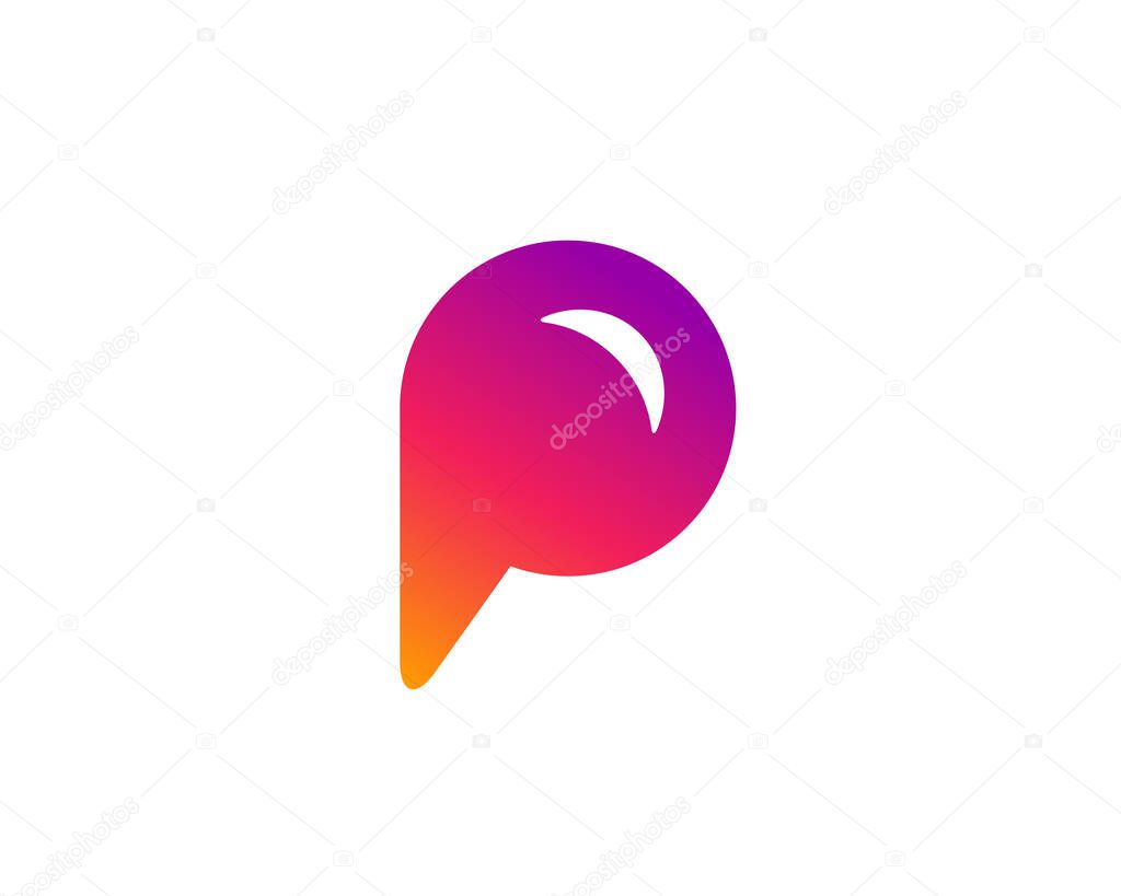 Letter P speech bubble logo icon design template elements