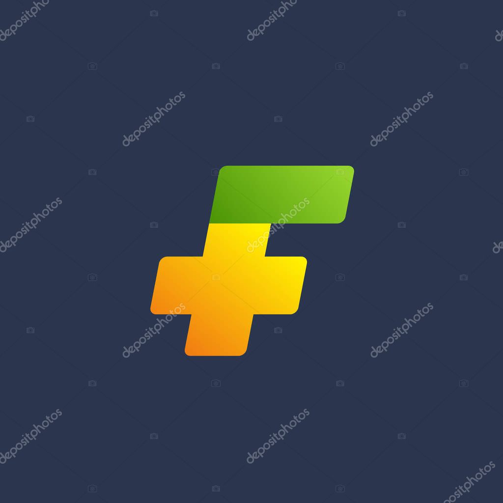 Letter F cross plus logo icon design template elements