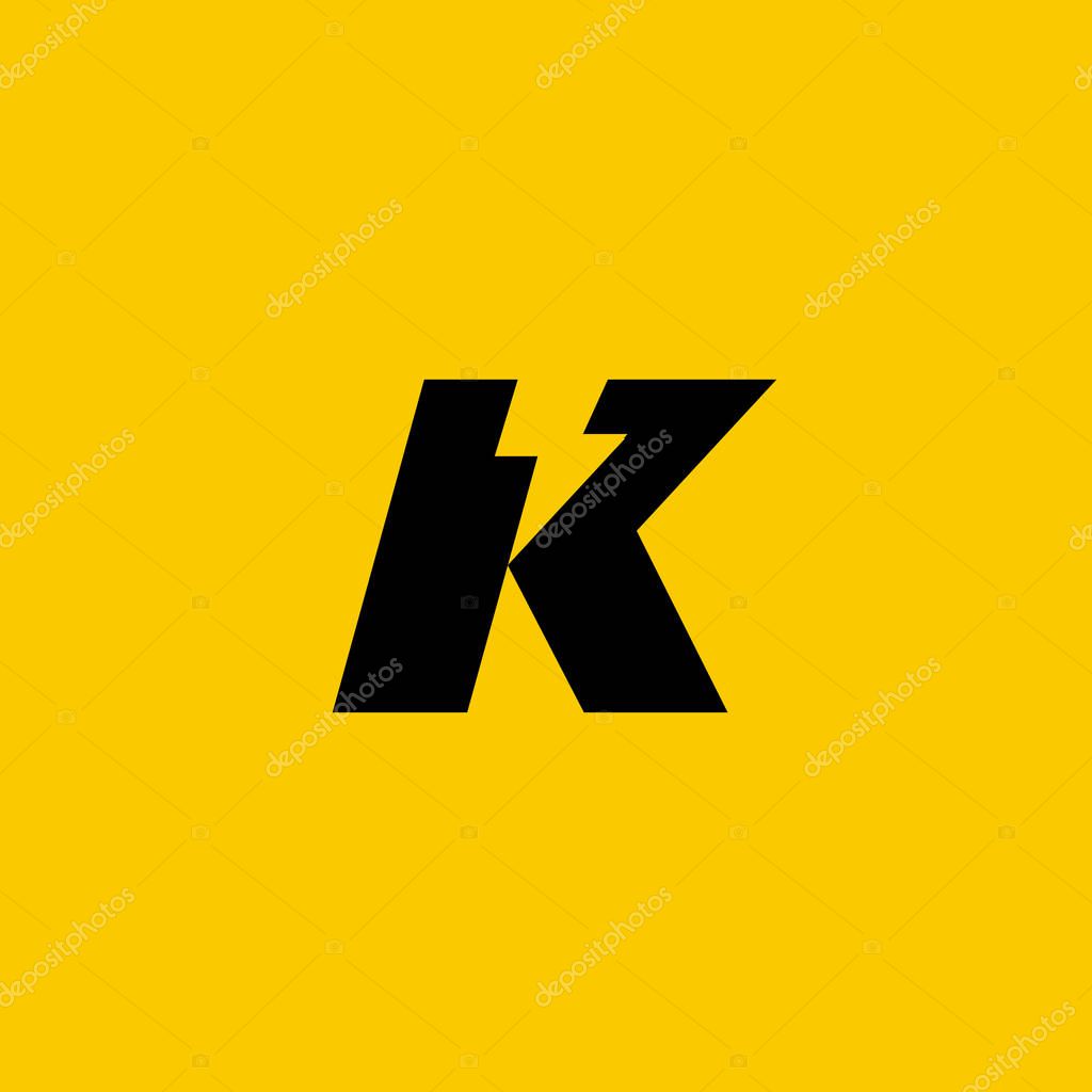 Letter K lightning logo icon design template elements