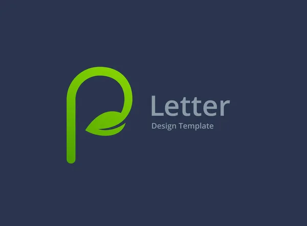 Letra P eco deja elementos de plantilla de diseño de icono de logotipo — Vector de stock