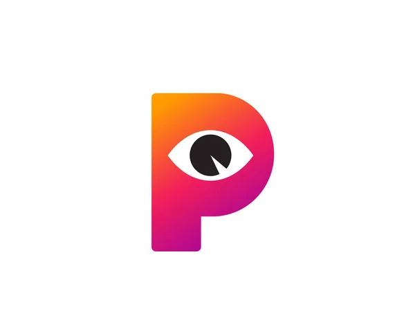 Göz simgesi logo tasarım şablonu öğeleri ile P harfi — Stok Vektör