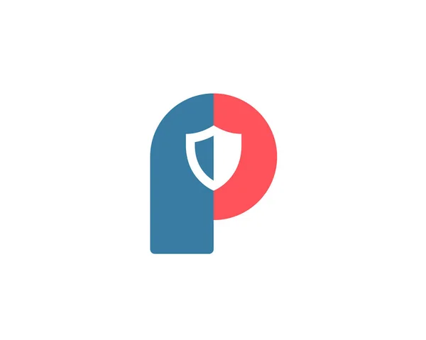 Unsur desain ikon logo P shield - Stok Vektor