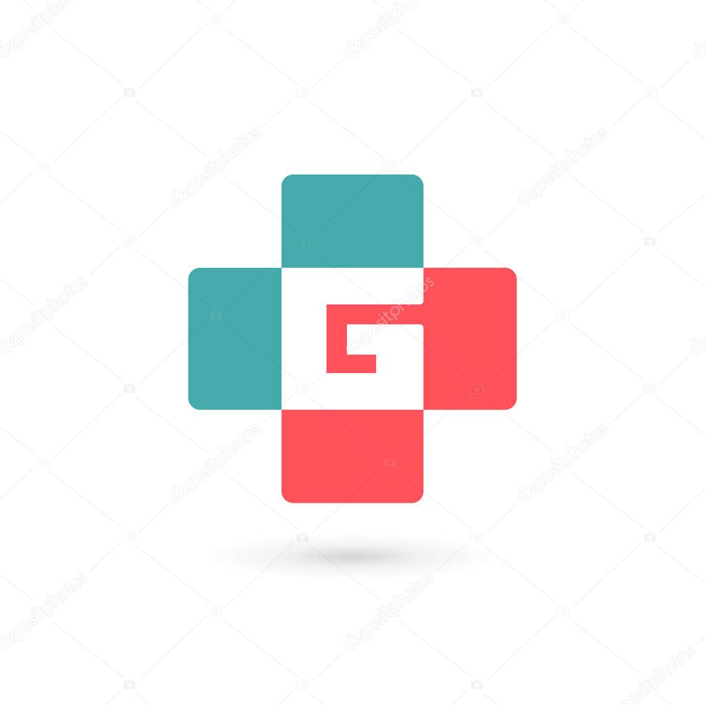 Letter G cross plus logo icon design template elements