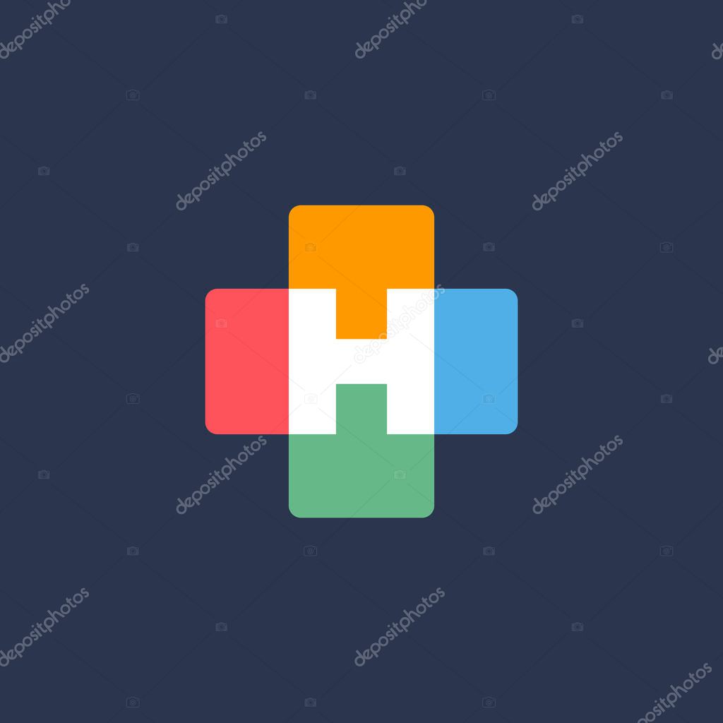 Letter H cross plus logo icon design template elements