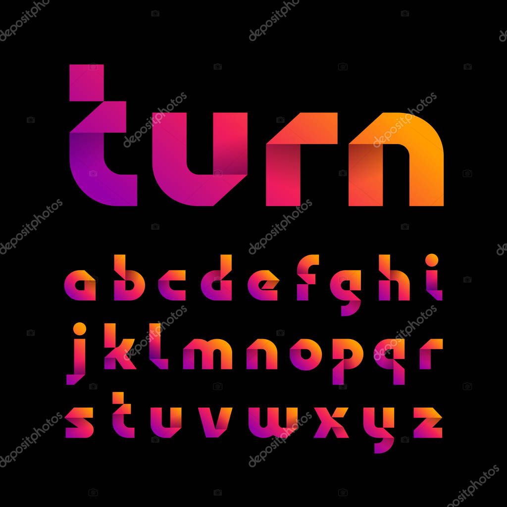 Paper font. Vector alphabet with fold effect letters.