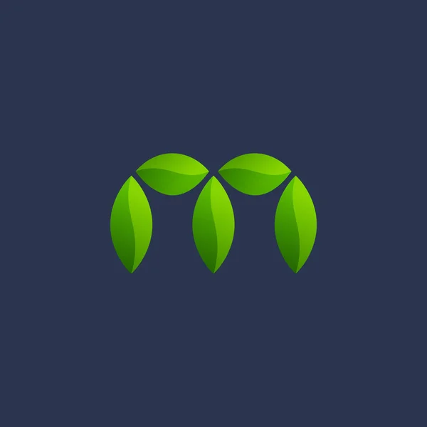 Letter M eco listy logo ikona design šablony prvky — Stockový vektor
