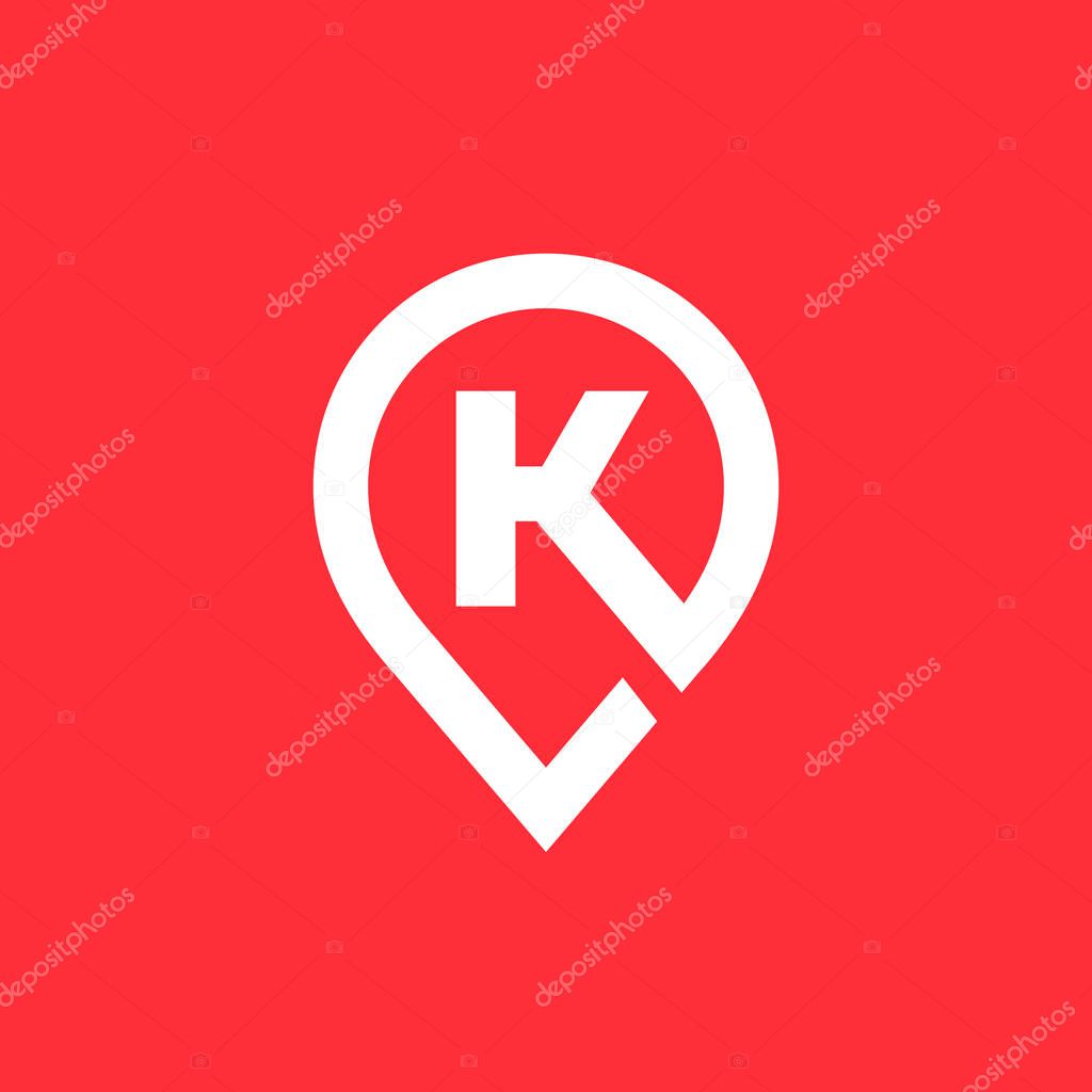 Letter K geotag logo icon design template elements