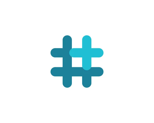 Hashtag symbool cross plus medische logo pictogram ontwerpsjabloon elem — Stockvector