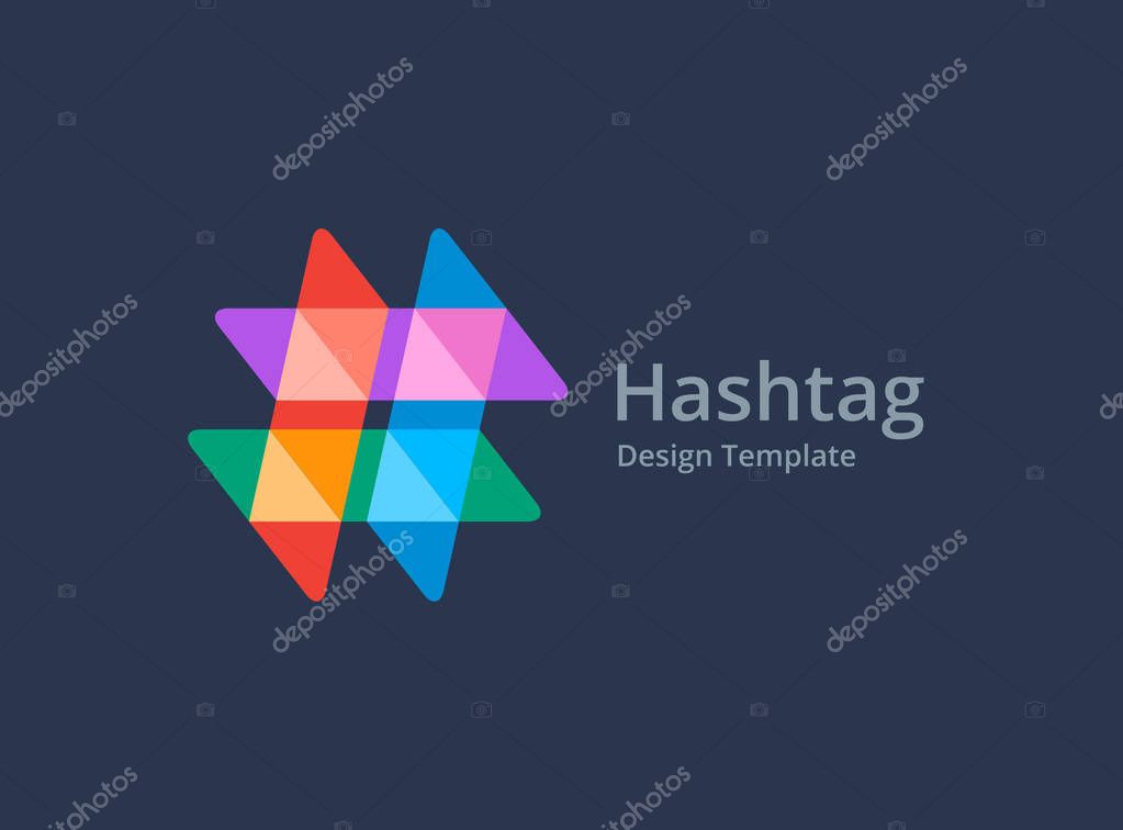 Hashtag symbol logo icon design template elements