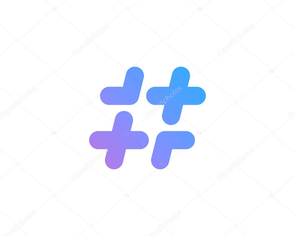 Hashtag symbol cross plus logo icon design template elements