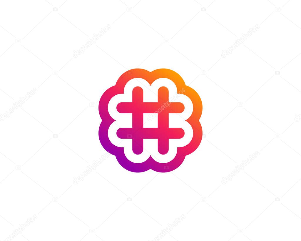 Hashtag symbol logo icon design with flower shape