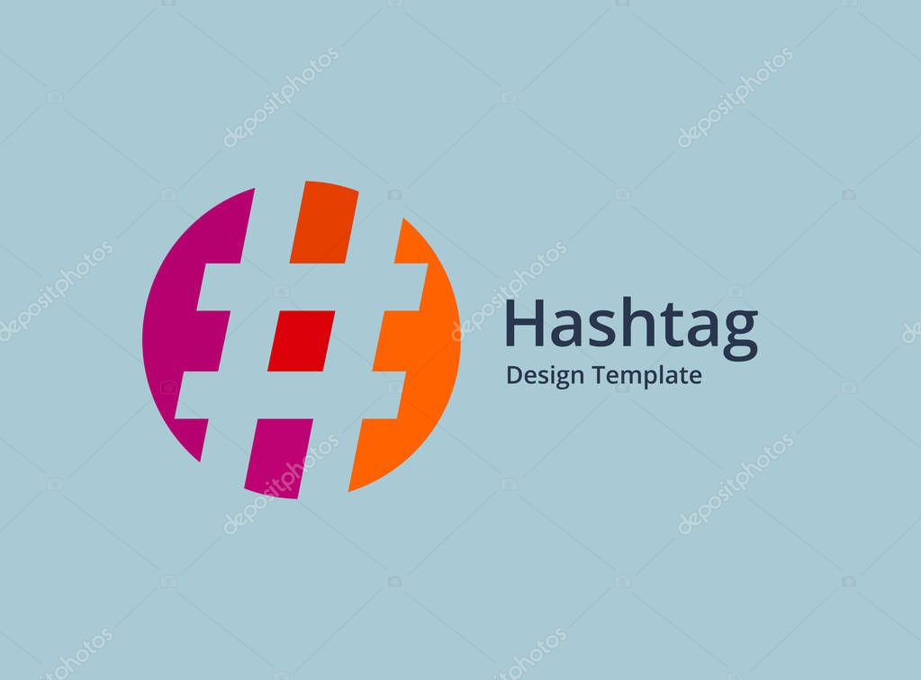 Hashtag symbol logo icon design template elements
