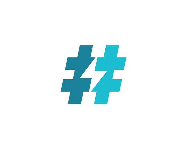 Hashtag symbool bliksem logo pictogram ontwerpsjabloon elementen — Stockvector