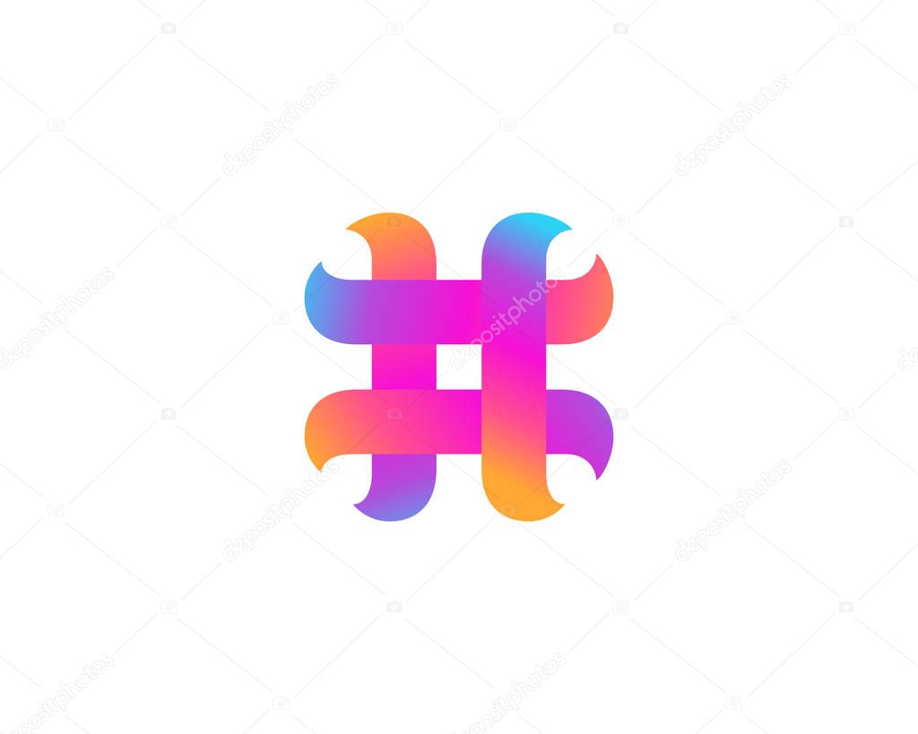 Hashtag symbol logo icon design template elements