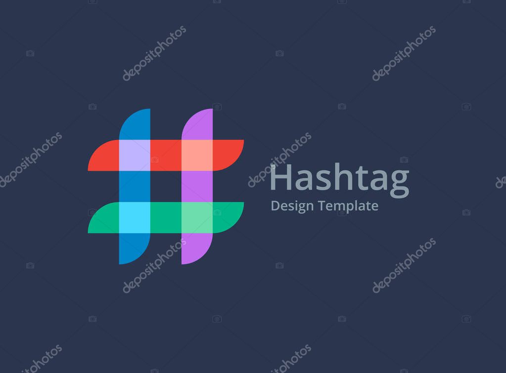 Hashtag symbol logo icon design template elements