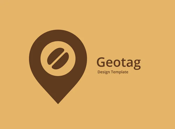 Geoetiqueta con café o ubicación pin logotipo icono de diseño — Vector de stock