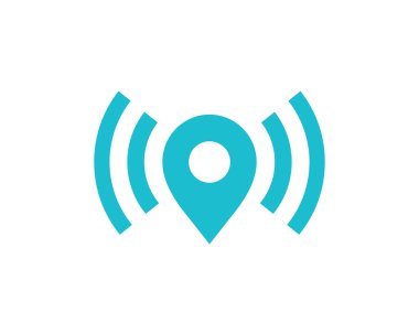 Wireless geotag or location pin logo icon design clipart