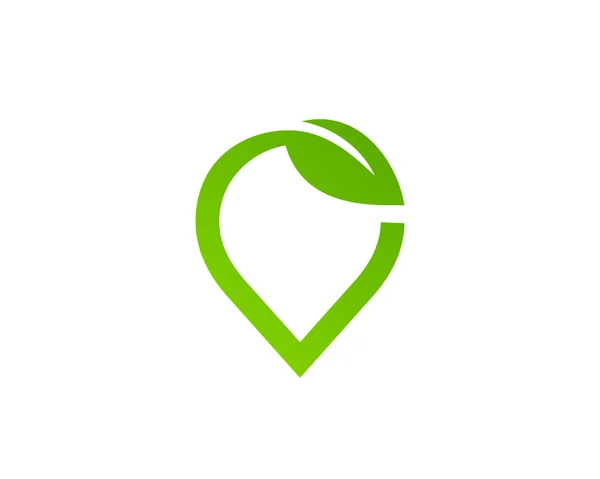 Geoetiqueta con hojas ecológicas o diseño del icono del logotipo del pin de ubicación — Vector de stock