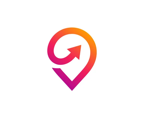 Ok veya konum pin logosu simge tasarımı ile Geotag — Stok Vektör