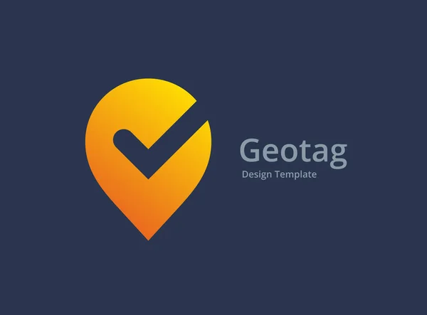 Geoetiqueta con marca de verificación o diseño del icono del logotipo del pin de ubicación — Vector de stock