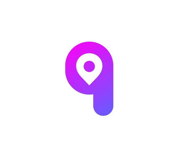 Q harfi geotag logo simgesi tasarım şablonu elementleri — Stok Vektör