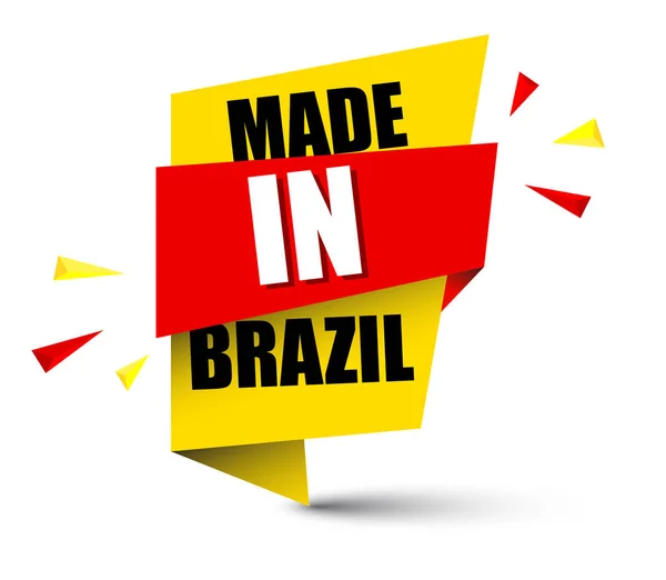 Bannière Vectorielle Jaune Fabriquée Brésil — Image vectorielle