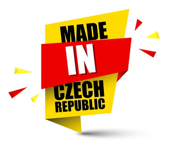 Banner Vetor Amarelo Feito República Checa — Vetor de Stock