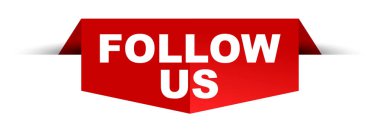 Kırmızı vektör afiş bizi takip edin