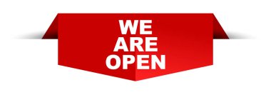 Biz açıktır kırmızı vektör afiş