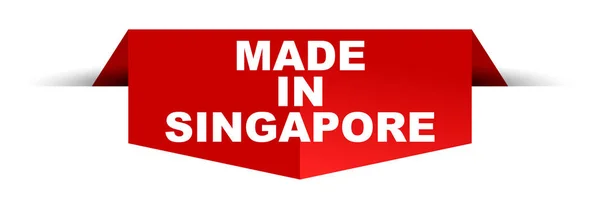 Banner Vector Rojo Hecho Singapur — Vector de stock