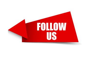 Kırmızı vektör afiş bizi takip edin