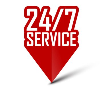 Kırmızı vektör afiş 24/7 hizmet