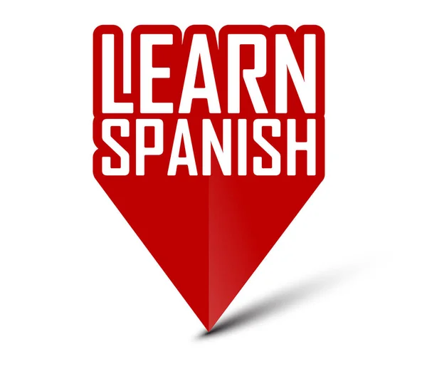 红色向量横幅学习西班牙语 — 图库矢量图片
