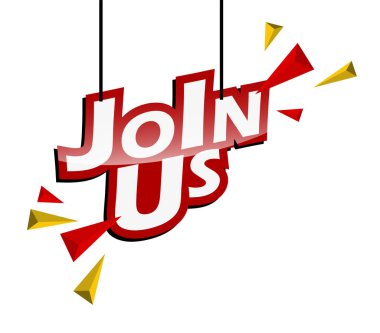 Kırmızı ve sarı etiket bize katılın