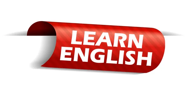 Banner Vetorial Vermelho Aprender Inglês —  Vetores de Stock