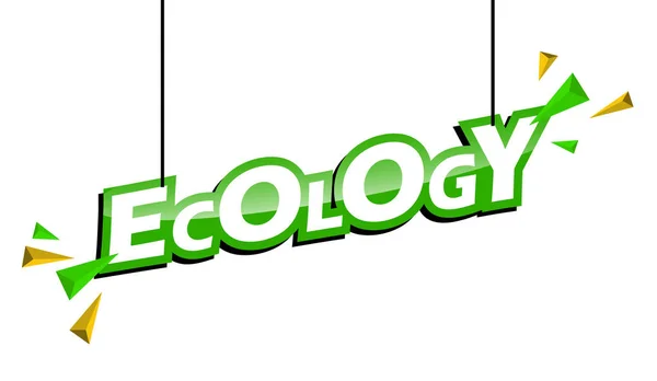 Groene Gele Label Ecologie — Stockvector
