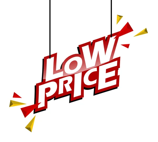 Preço Baixo Etiqueta Vermelha Amarela — Vetor de Stock
