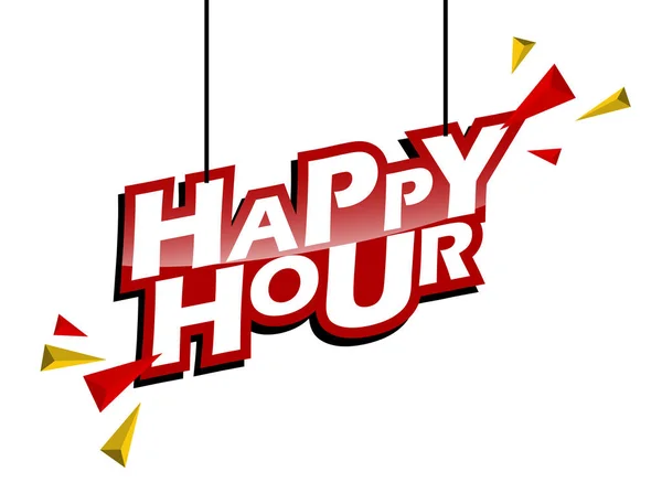 Rode Gele Label Happy Hour — Stockvector