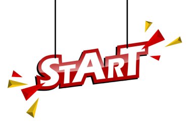 Kırmızı ve sarı etiket Başlat