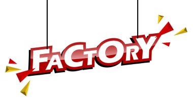 Kırmızı ve sarı etiket fabrika